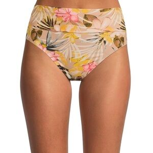 Time and Tru Women's Plus Size Printed Fold-Over High-Waisted Swimsuit Bottoms